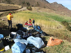 Getting gear ready for the climb to base camp - Illimani