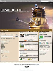 Doctor Who special on the homepage of bbc.co.uk