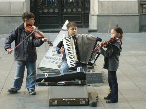 Children playing music in the middle of Belgrade?¢‚Ç¨‚Ñ¢s Pedestrian walk