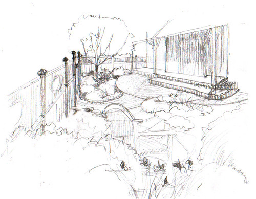 Sketch Idea for Entry Garden Patio & Fence
