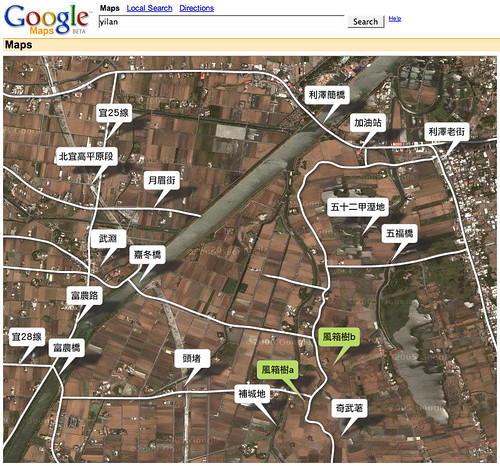 google map：五十二甲風箱樹位置圖（西側）