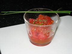 Marinated Salmon Roe with Watermelon Ice Cubes